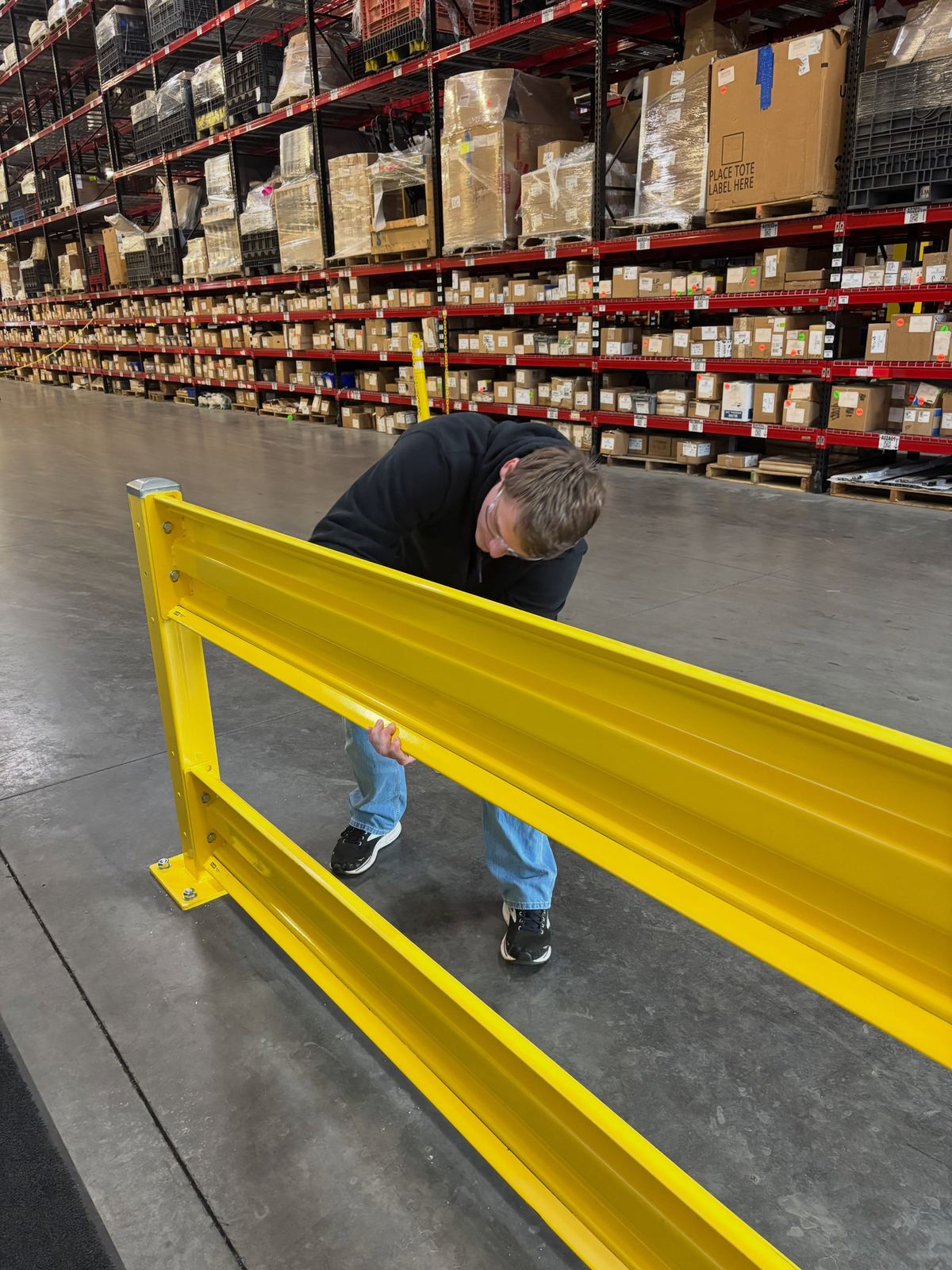 Warehouse guardrail and racking disinfection